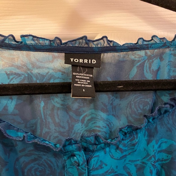 Torrid Floral Peplum Blouse - Sz 1 - Picture 6 of 7